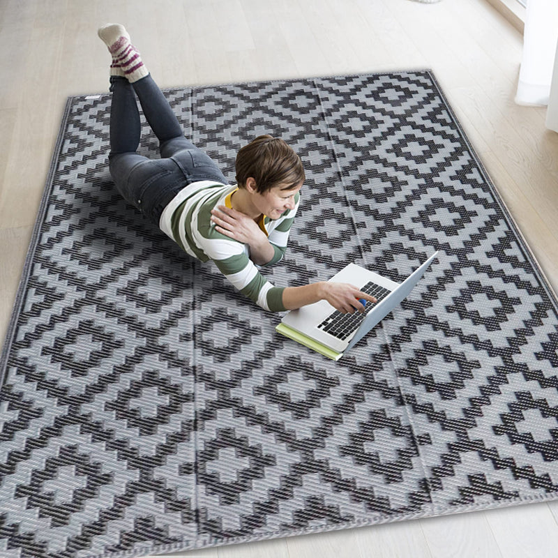 SAND MINE Waterproof Outdoor Rug 4X6 Ft, Reversible Mats, Modern Area Rug, Large Floor Mat and Rug for Outdoors, RV, Patio, Backyard, Deck,