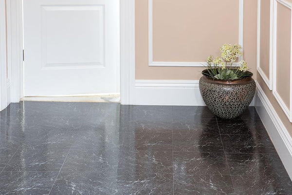 Achim Home Furnishings FTVMA40920 Nexus Vinyl Tile, Marble Black with White Vein, 20 Count(Pack of 1), 12 Inch X 12 Inch