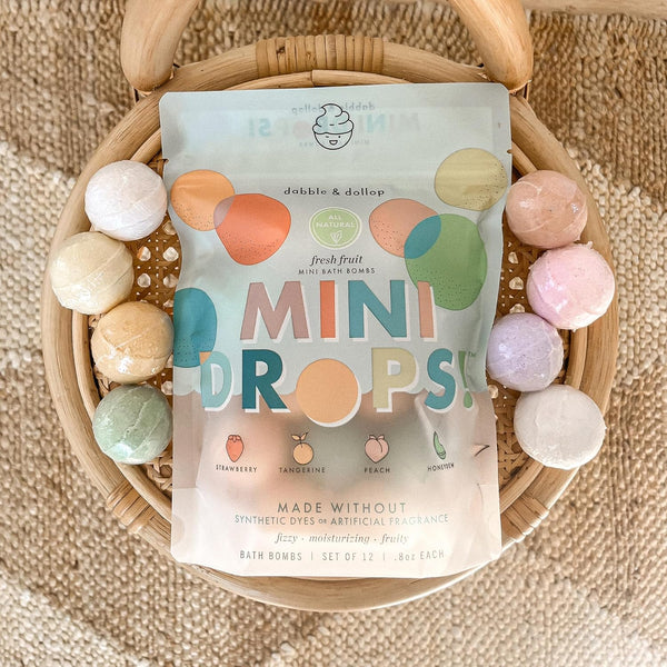 Dabble & Dollop Bath Bombs, 100% Natural Droplets for Kids, Original Scents - USA Made, Moisturizing & Fun Droplets, Paraben & Sulfate Free,