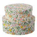 Soul & Lane Spring Fling Oval Decorative Keepsake Boxes with Lids - Set of 2: Floral Pattern Cardboard Containers, Stackable Retro Mache