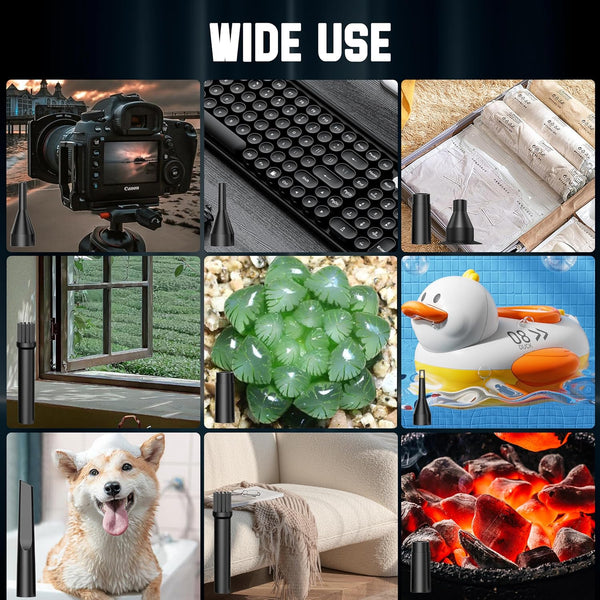Compressed Air Duster-Cordless Air Blower-Electric Air Duster for Cleaning Keyboard Pc-Air Cleaning Kit-3 Speed Duster Cleaner with Led-Light-No