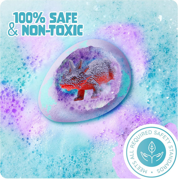 Dino Egg Bath Bombs for Kids - Kid Baths Bomb with Surprise inside - Dinosaur Toys Gift for Boys and Girls Ages 6 7 8 Years Old Gifts - Fun