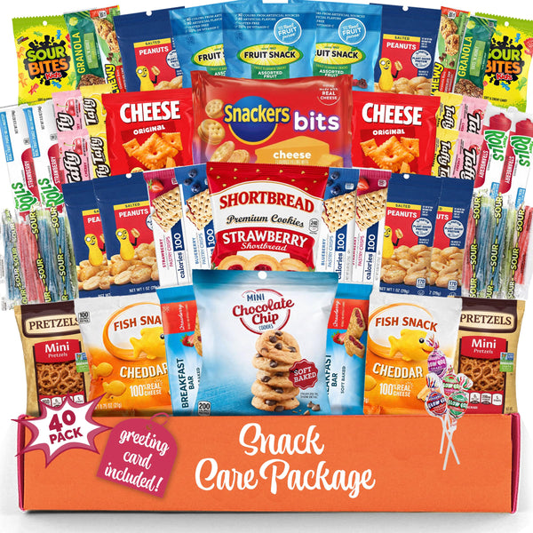 Snack Box Variety Pack (40 Count) Candy Gift Basket - College Student Care Package, Prime Food Arrangement Chips, Cookies, Bar'S - Easter,