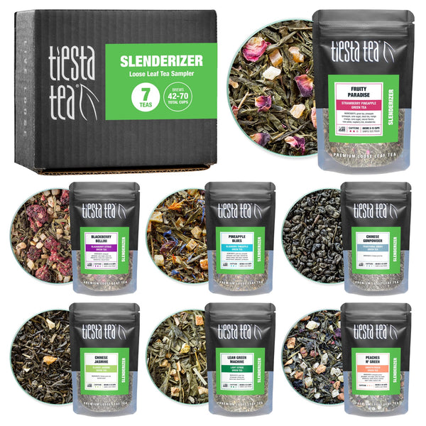 Tiesta Tea - 7 Green Teas Dry Flight Sampler | Loose Leaf | Medium Caffeine Hot & Iced Tea | Premium Green Tea Blends | 7 Resealable Sample Pouches