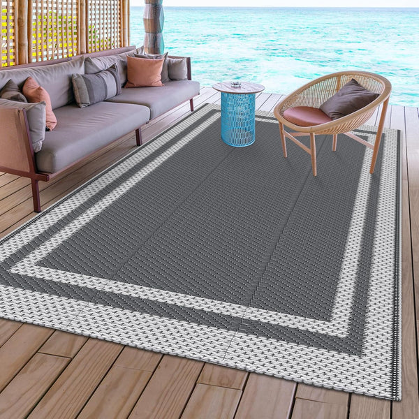 Happytrends Outdoor Rug Reversible Portable Plastic Straw Camping Rugs for outside Rv,Large Waterproof Outdoor Area Rugs for