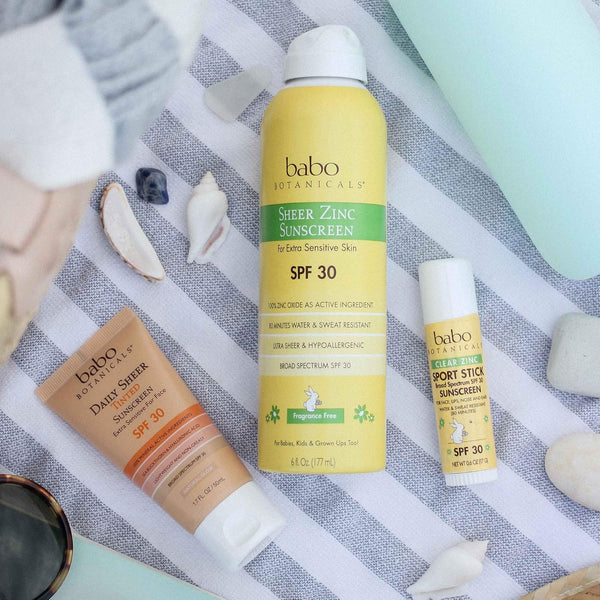 Babo Botanicals Sheer Zinc Mineral Sunscreen Sport Stick SPF30- Natural Zinc Oxide- Shea Butter- Fragrance-Free - Water Resistant - Made Safe