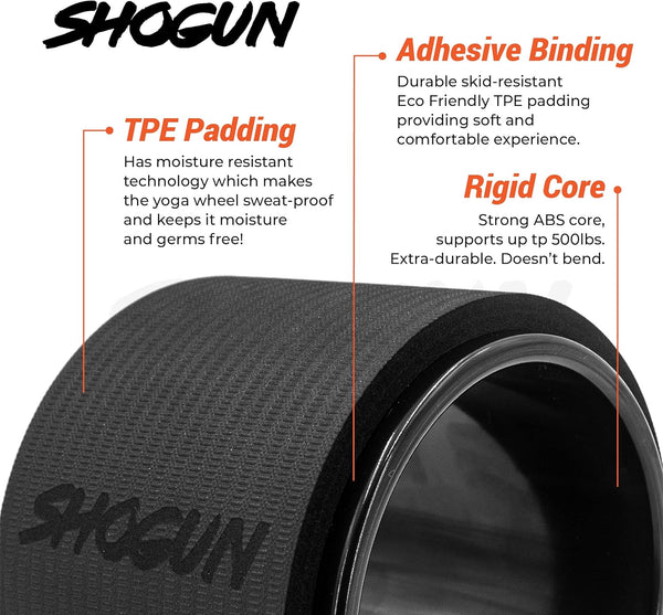 Shogun Yoga Wheel Roller for Back Pain Relief - Back Roller Stretching Device for Spine Stretching, Improved Flexibility & Mobility