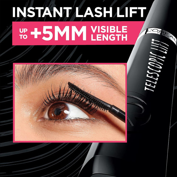 LâOrÃ©al Paris Telescopic Lift Washable Mascara, Lengthening and Volumizing Eye Makeup, Lash Lift with up to 36HR Wear, Black, 0.33 Fl Oz