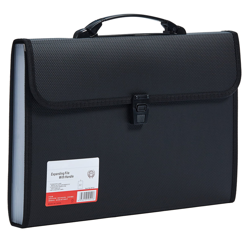 Legal Size 13 Pocket Accordian File Organizer Expanding File Folder for FC A4 Paper, Briefcase File Case with Durable Handle & Buckle Closure for