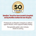Betadine Antiseptic First Aid Solution, Povidone-Iodine 10%, Infection Protection, Kills Germs in Minor Cuts Scrapes and Burns, No Sting Promise,