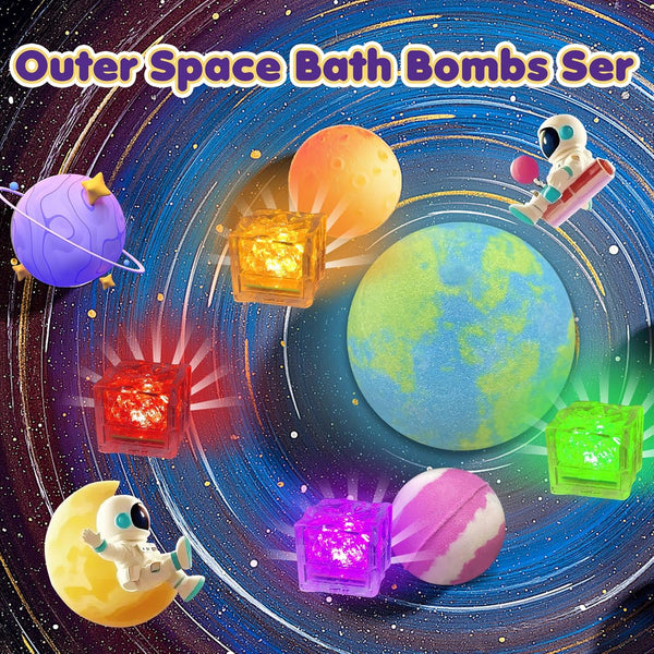 Bath Bombs for Kids with Toys Inside, 8 Light up Bath Bomb of Solar System Set, Planet Bath Bomb with Surprise Inside, Kid-Friendly Bubble Bath