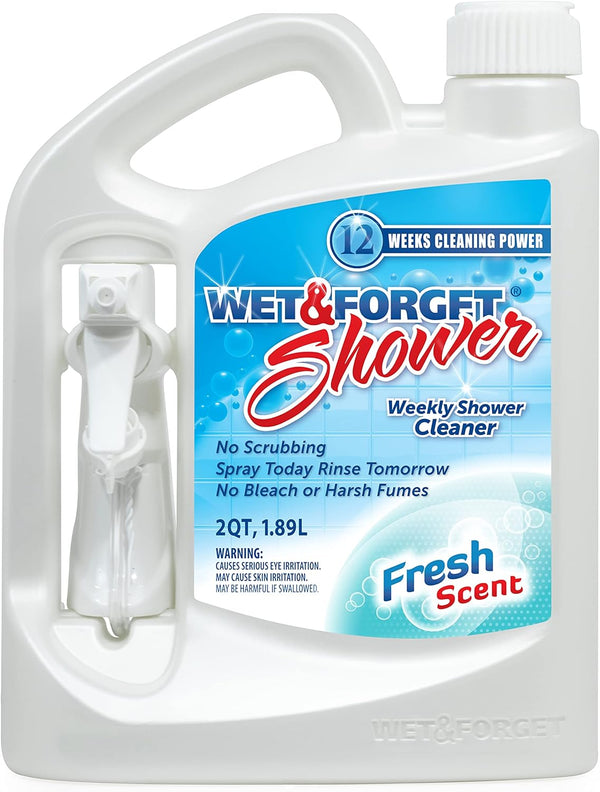 Wet & Forget Shower Cleaner Spray Multi-Surface Weekly Application Requires No Scrubbing, Bleach-Free Formula, Ready to Use, Fresh Scent, 3 Months