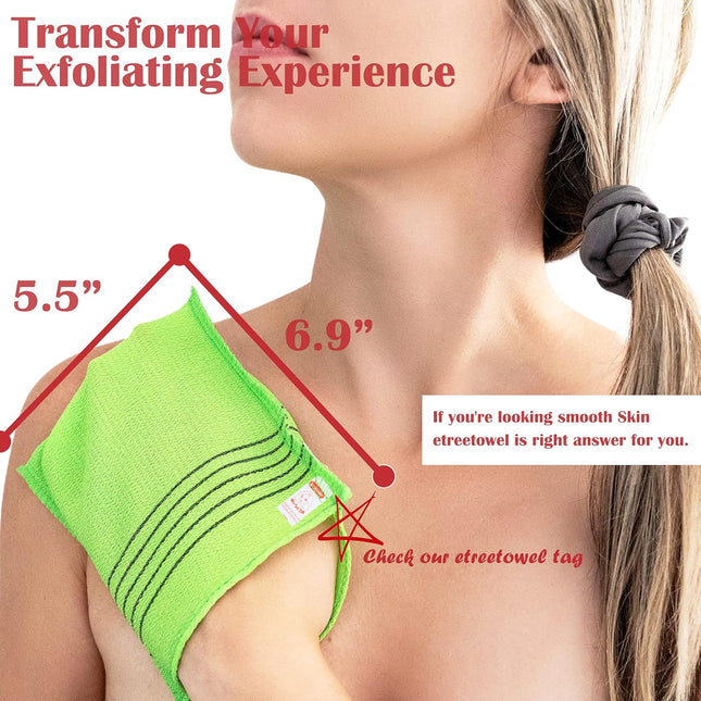 Anti-Shrink Korean Asian Exfoliating Bath Washcloths Mitt Scrub for Body Washcloth Glove Premium Viscose Rayon Onsen Tow