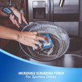 Elitra Essentials Scrubber Sponge, Non-Scratch Hydrophilic Foam Technology - Odor Resistant, Curved Grip, Dual-Sided Foam & Acrylic Grain Surface,