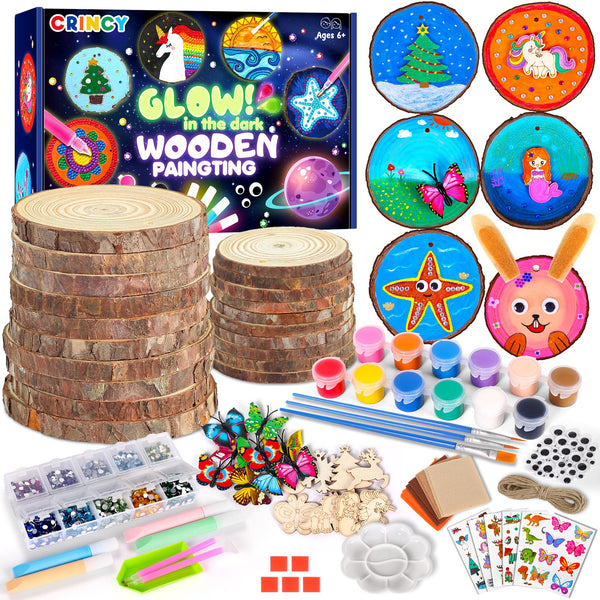 Arts and Crafts for Kids Ages 8-12, Glow in the Dark Wooden Painting Kits, Art & Craft Set Birthday Gift for Boys Girls Ages 6 7 8 9 10 11 12