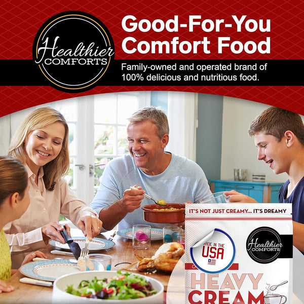 Healthier Comforts Organic Heavy Cream Powder (21 Oz) | Kosher, Gluten Free, Non-Gmo, and Keto Friendly | Long Lasting, Easy Sauces, Baking | Made