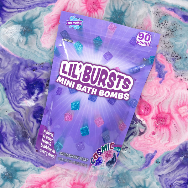 Lil' Bursts Mini Bath Bombs for Kids, 90 Count, Cosmic | Nontoxic | Tiny with a Burst of Color, Foam & Bubbles | Customize with Fun Colors |