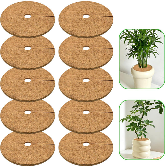 Zeedix 10 Pcs Coconut Fibers Mulch Ring Tree Protector Mat, 5.9 Inch Coco Coir Tree Protection, Tree Ring Mats Tree Disc