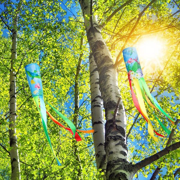 Flutesan 2 Pcs 40 Inches Twin Hummingbird Windsock Spring Wind Socks for Hanging Outdoor Yard Patio Lawn Garden Decoration