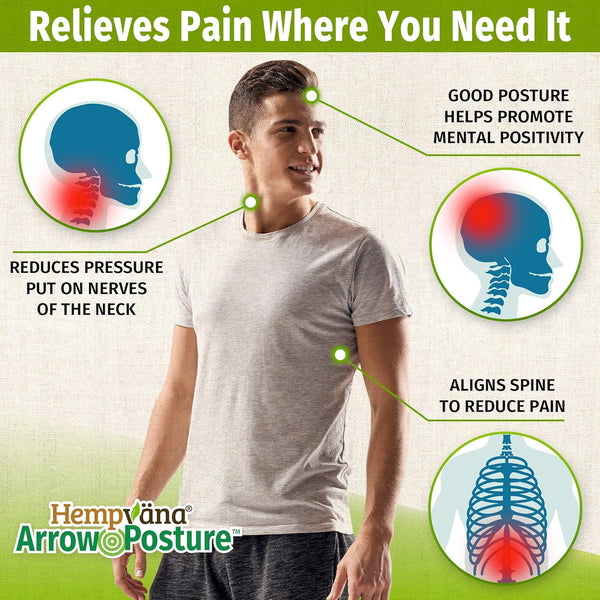 Hempvana Arrow Posture - Fully Adjustable Posture Support & Posture Corrector for Upper Body - Helps Correct Slouching, Text Neck and Hunching