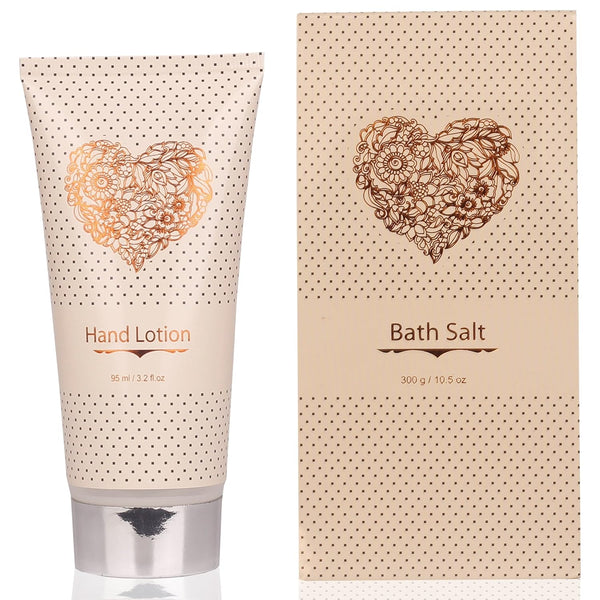 Spa Gift Basket â Bath and Body Set with Vanilla Fragrance by Lovestee - Gift Basket Includes Shower Gel, Body Lotion, Hand Lotion, Bath Salt, Eva