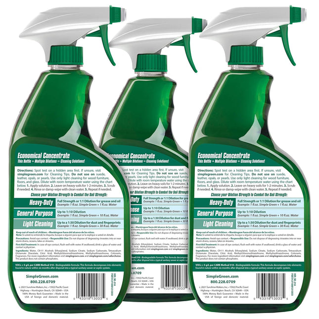 Simple Green AllPurpose Cleaner, 32 Fl Oz (Pack of 3), Original Original 32 Fl Oz (Pack of 3)