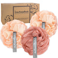 Myhomebody 60G Loofah Sponge, Body Scrubber, Bath Sponge, Loofah for Women, Men, Exfoliating Sponge Shower Pouf with Activated Charcoal - 2 Peach