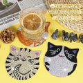 Vcekract Diamond Painting Coasters Kits, 6 Pcs Cat Diamond Art Coasters with Holder, Crafts Kits for DIY Coasters, Diamond Art Kits for Adults Cat