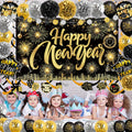 Happy New Year Party Backdrop Fabric Sign Poster Banner with Pattern Firework for New Year Party Decoration Photo Props Background Supplies