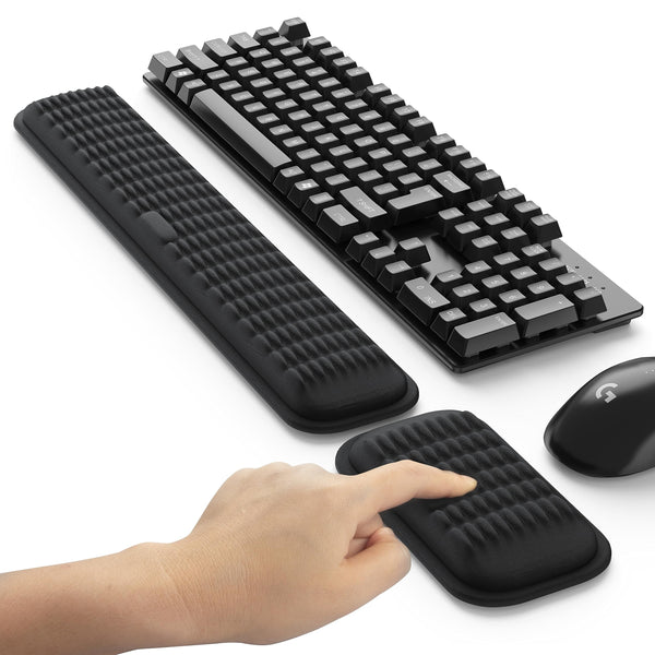 MEKASS Ergonomic Wrist Rest for Keyboard and Mouse, Soft Memory Foam Keyboard Wrist Rest Set with Non-Slip Silicone Base, Easy Typing, Pain
