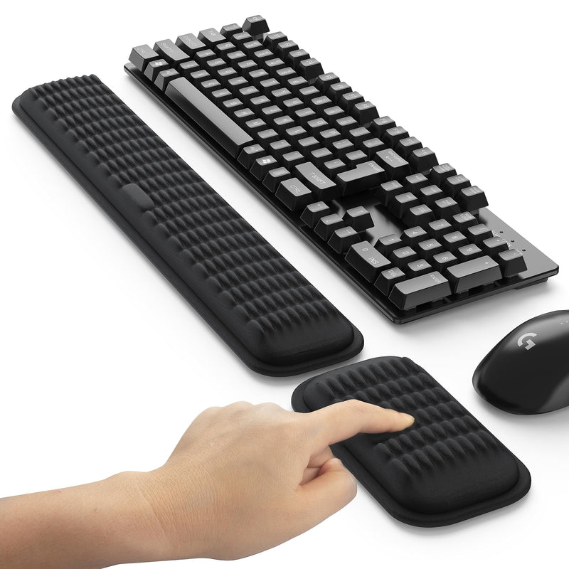 MEKASS Ergonomic Wrist Rest for Keyboard and Mouse, Soft Memory Foam Keyboard Wrist Rest Set with Non-Slip Silicone Base, Easy Typing, Pain