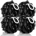 Loofah Sponge Xxl-100G 4 Pack, Bath Sponge Soft Mesh Shower Puff Loofah for Men, Exfoliating Body Scrubber for Women, Shower Accessories (Black)