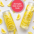 Glass Water Bottles - 4 Pack Wide Mouth Juice Bottles with Clear Lids for Juicing, Smoothies, Fruit Water, Teas, Beverage Storage - 16Oz,