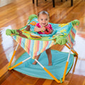 Bright Starts, Pop 'N Jump Portable Baby Activity Center, Indoor Outdoor Use, Lightweight, Carrying Bag, Canopy, 6-12 Months (Animals)