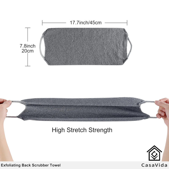 CASAVIDA Back Scrubber for Shower Nylon Bath Towel Washer Exfoliating Washcloth Rear Japanese Stretchable Strap Wash Clo