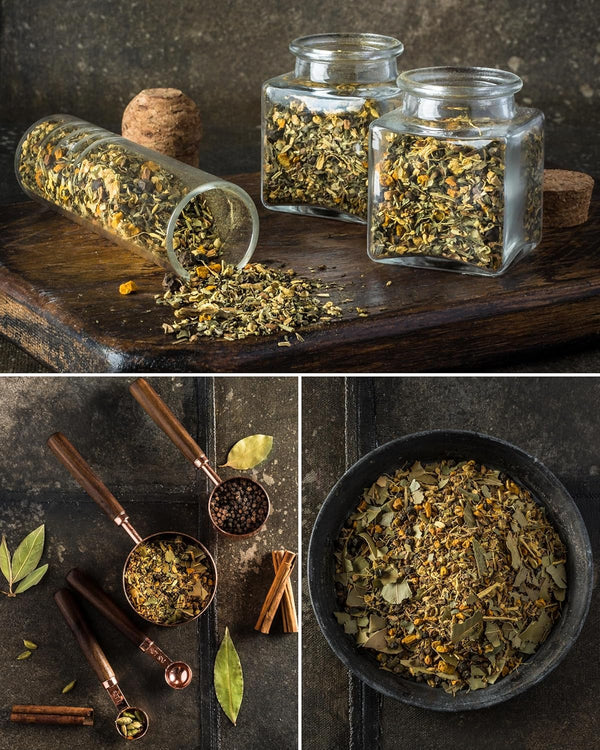 Gardenika Organic Loose Leaf Tea Sampler - Herbal Caffeine-Free Set - Ayurvedic Blend, KSA Kosher, No Natural or Artificial Flavors (5 Pack)
