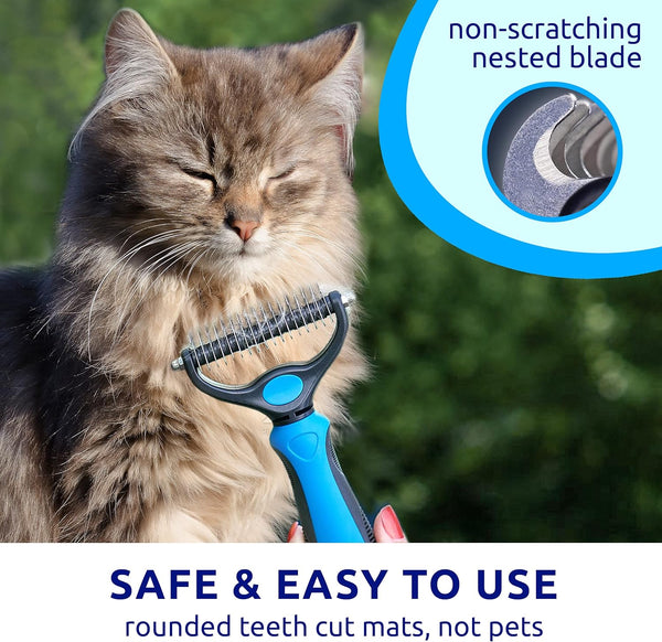 Pat Your Pet Deshedding Brush - Double-Sided Undercoat Rake for Dogs & Cats - Shedding Comb and Dematting Tool for Grooming, Extra Wide