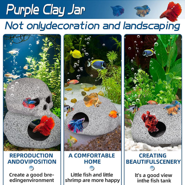Aquarium Decorations Cave Fish Tank Accessories Rock Decor for Shrimp Cichlid Hiding Breeding Small Fish Bowl Hide Decoration Betta Toys Hideout