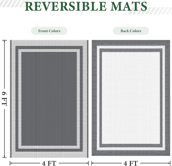 Happytrends Outdoor Rug Reversible Portable Plastic Straw Camping Rugs for outside Rv,Large Waterproof Outdoor Area Rugs for