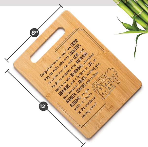 Housewarming Gifts for New Home - Bamboo Cutting Board with Engraved Message - New Home Essentials for Homeowners, Couples, Friends, or Family -
