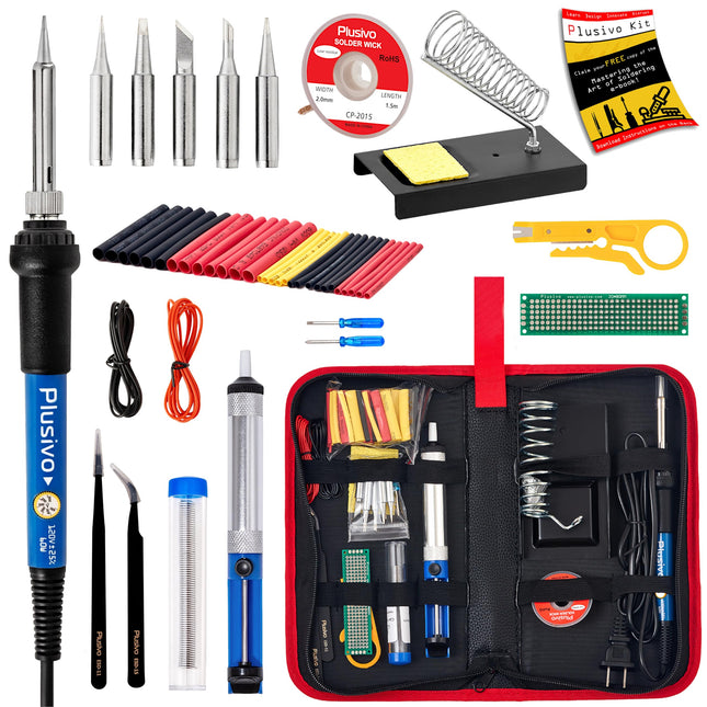 Soldering Iron Kit, 60W Soldering Iron, 5 Soldering Iron Tips, 21-In-1 Adjustable Temperature, Solder Wire, Stand, Desol