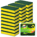 SCRUBIT Heavy Duty Scrub Sponges - Dishwashing Sponge along with a Tough Scouring Pad - Ideal for Cleaning Kitchen, Dishes, Bathroom - Yellow - 24