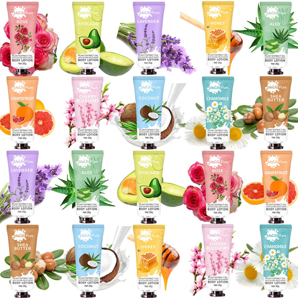 20 Pack Lotion for Women,Body Lotion for Dry Skin,Mothers Day Gifts,Teacher Appreciation,Nurses Week Gifts Bulk 2025,Travel Size Natural Fragrance