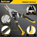 HURRICANE 10 Inch Aviation Tin Snips, Heavy Duty Metal Cutter Shears for Cutting Sheet Metal, Straight Cut, Chrome Vanadium Steel