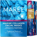 MAREE Collagen Facial Mask with Hyaluronic Acid - Sheet Face Masks Skincare with Green & Red Algae Extract - Hydrating Mascarillas Faciales for