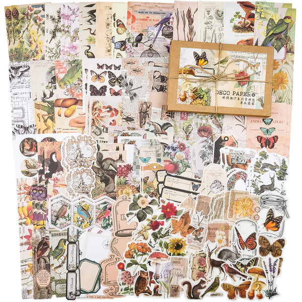 Knaid 200 Pieces Vintage Ephemera Pack Decoupage Paper Junk Journal Kit Scrapbook Planner Sticker Supplies for Art Journaling Bullet Journals