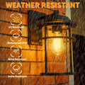 Outdoor Wall Lantern, Exterior Waterproof Wall Sconce Light Fixture, Anti-Rust Black Wall Mount Lighting with Seeded Glass Shade, E26 Socket Front