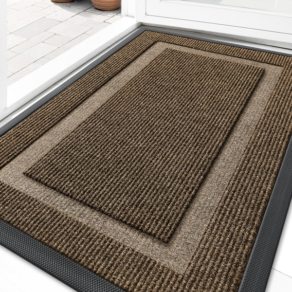 OLANLY Front Door Mat Indoor Outdoor Entrance, Waterproof All-Season, All-Weather Doormat, Sturdy Natural Rubber, Fade Resistant, Low Profile,