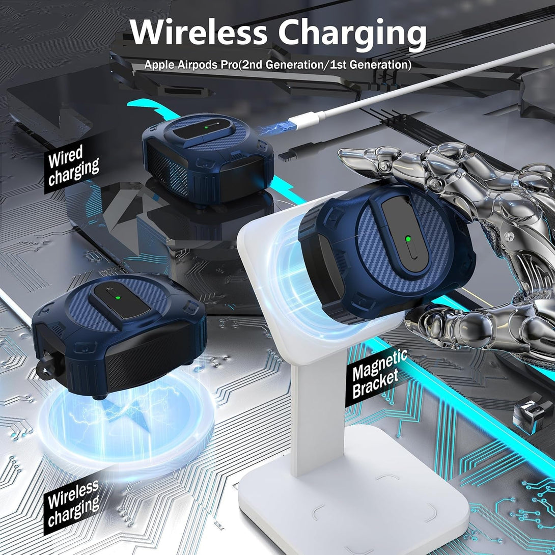 RFUNGUANGO for Airpods Pro 2Nd Generation Protective Case, 2024 New Space-Themed Protective Case. Compatible with Airpods Pro 1/2 And, Works with Magsafe. [Blue]