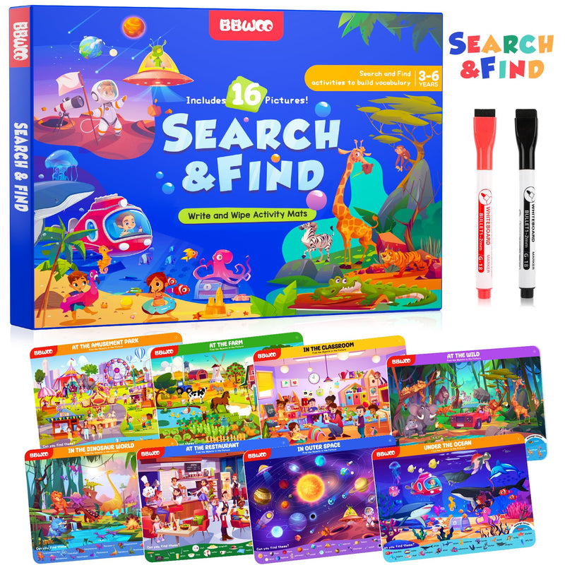 Search and Find Activity Books for Kids Ages 3-5, Toddler Travel Games Toys for Car Airplane, Road Trip Activities for Kids Games 4-8, Preschool